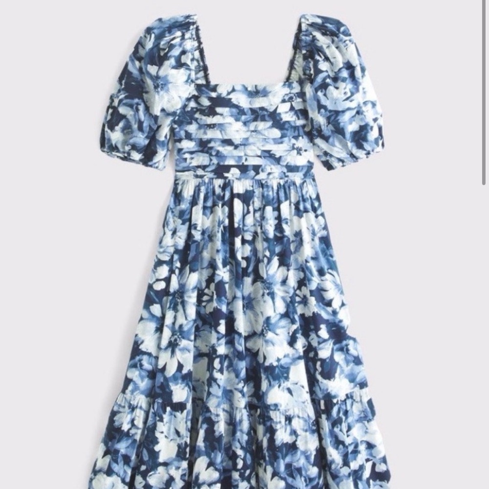 Abercrombie & Fitch Emerson Poplin Puff Sleeve Midi Dress NWT XL